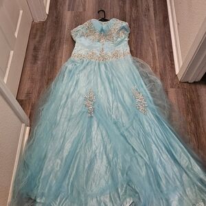 Elegant Blue Dress with Silver Embellishments